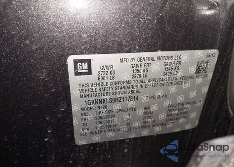 2017 GMC Acadia Denali из США, поврежденный, VIN 1GKKNXLS9HZ117314